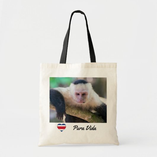 Pura vida voor kapucijnaapje met witte bodem tote bag (Voorkant)
