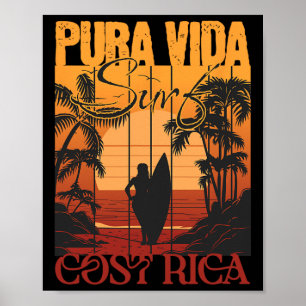 Pura Vide Costa Rica Surfen Poster