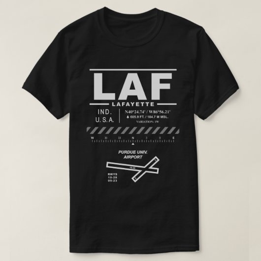 Purdue Univ. Luchthaven LAF T-shirt (Design voorkant)