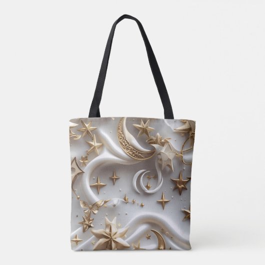 Pure Alabaster White Celestial Moon Phases Tote Bag (Achterkant)