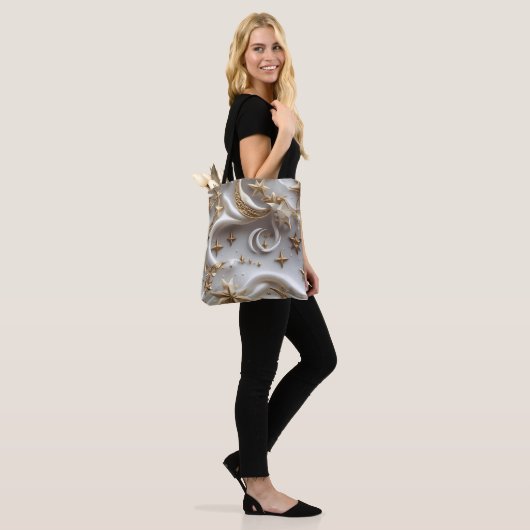 Pure Alabaster White Celestial Moon Phases Tote Bag (Op model)