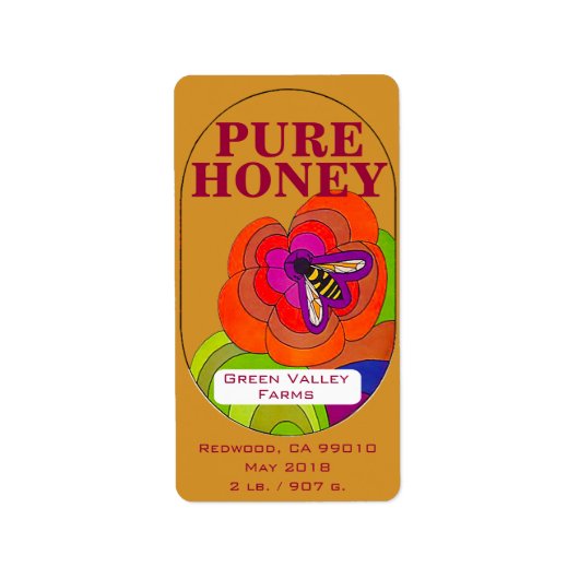 Pure Amber Honey Jar 2 lbs./907 g. Etiket (Voorkant)