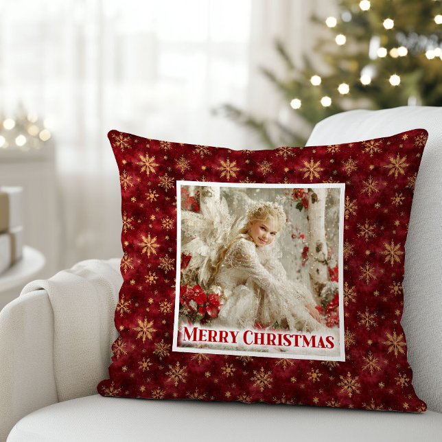 Pure Angelic Red Poinsettia Christmas Gift Pillow Kussen (Pure Angelic Poinsettia Christmas Gift Pillow)