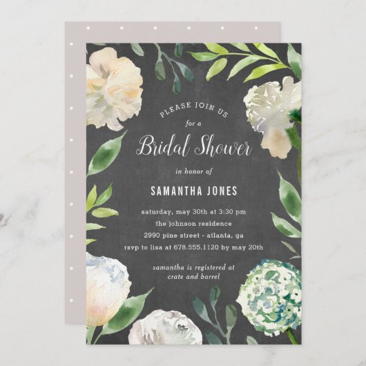 Pure Beauty Chalkboard Douche Party Uitnodiging (Voorkant / Achterkant)