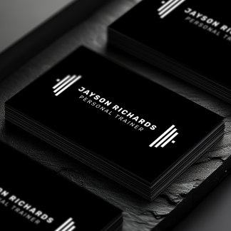 Pure Black Bold Barbell Personal Trainer Simple Visitekaartje