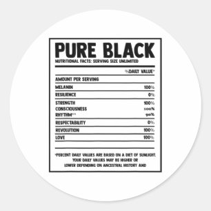 Pure Black Nutritional Facts Black Geschiedenis Ma Ronde Sticker