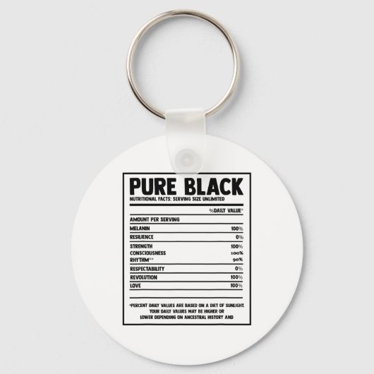 Pure Black Nutritional Facts Black Geschiedenis Ma Sleutelhanger (Voorkant)