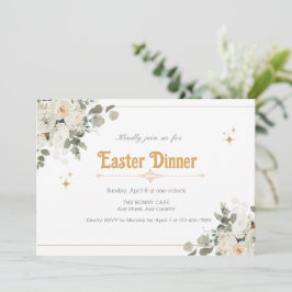 Pure Bloemige Elegante Uitnodiging Voor Pasen Dine