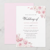 Pure Blush Elegant Waterverf Painted Roos Weddensc Kaart (Voorkant / Achterkant)