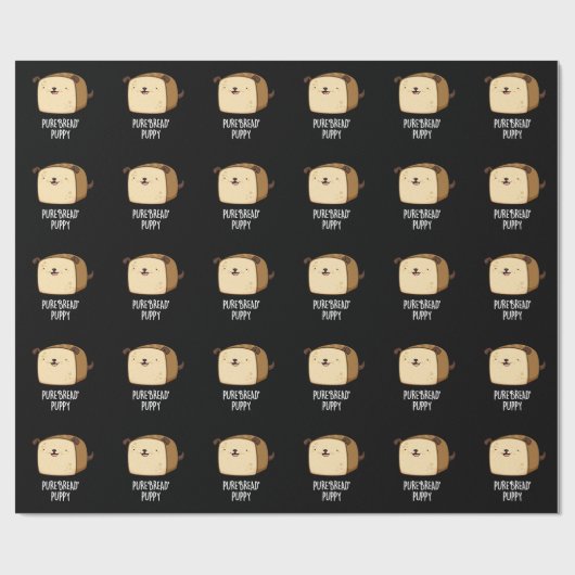 Pure Bread Puppy Funny Puppy Bread Pun Dark BG Cadeaupapier (Vlak)