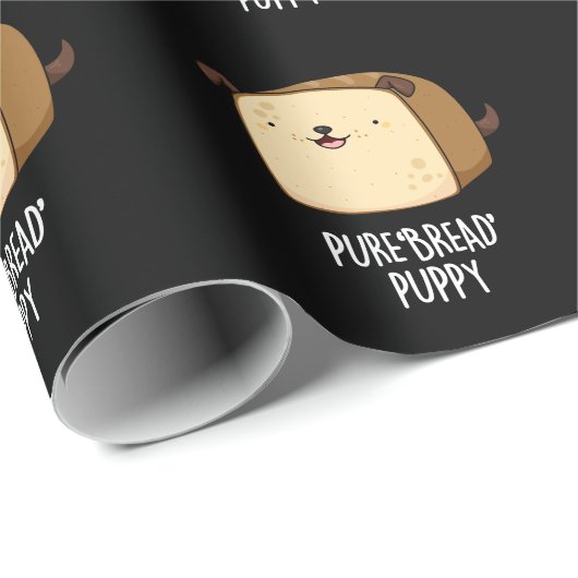 Pure Bread Puppy Funny Puppy Bread Pun Dark BG Cadeaupapier (Rol Hoek)