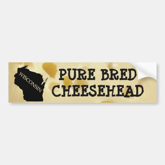 Pure Bred Cheesehead Wisconsin Funny Bumper Sticke Bumpersticker (Voorkant)