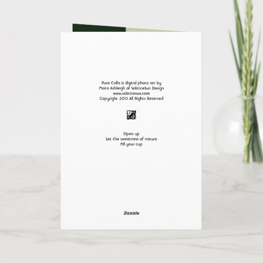 Pure Calla Kaart (Achterkant)