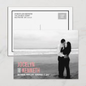 Pure eenvoud Save the Date Briefkaart - Roze (Voorkant / Achterkant)