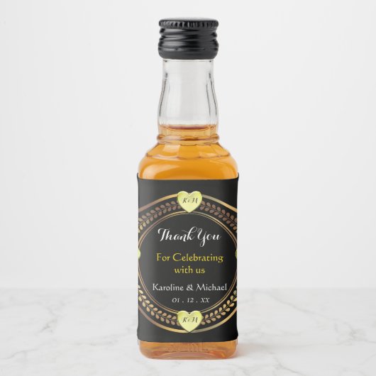 Pure Elegance Bruiloftsfeest Event Mini Likeurfles Etiket (Voorkant)