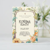 Pure Elegance: Crème & Groen Eenvoudige Bloemendoo Kaart (Staand voorkant)