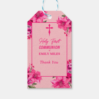 Pure Elegance roos bloem eerste katholieke communi Cadeaulabel