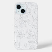 Pure Elegance Wit Embossed Bloemen Telefoonhoesje Case-Mate iPhone Case (Achterkant)