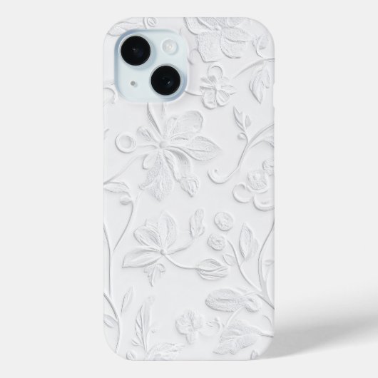 Pure Elegance Wit Embossed Bloemen Telefoonhoesje Case-Mate iPhone Case (Achterkant)
