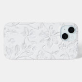 Pure Elegance Wit Embossed Bloemen Telefoonhoesje Case-Mate iPhone Case (Achterkant (horizontaal))