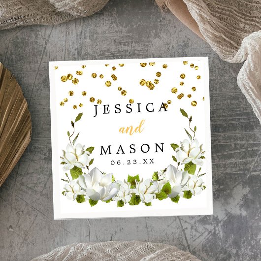 Pure Elegant Botanical Wedding Cocktail Napkins Servet