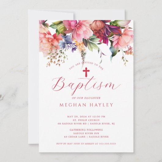 Pure Elegantie Meisjes Baptisme Uitnodiging (Voorkant)