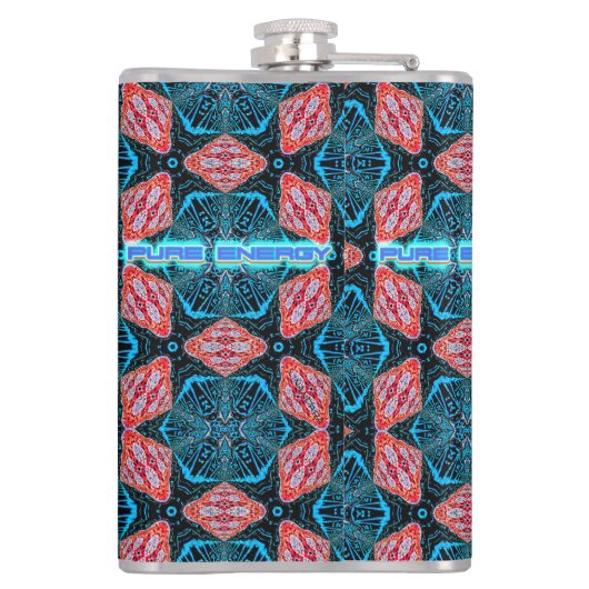 Pure Energy fractal futuristisch patroon Heupfles (Achterkant)