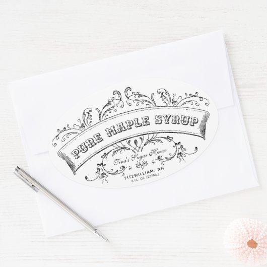 Pure esdoornsiroop Oud Modieus Scroll Label (Envelop)