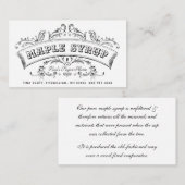 Pure esdoornsiroop ouderwetse rol visitekaartje (Voorkant / Achterkant)