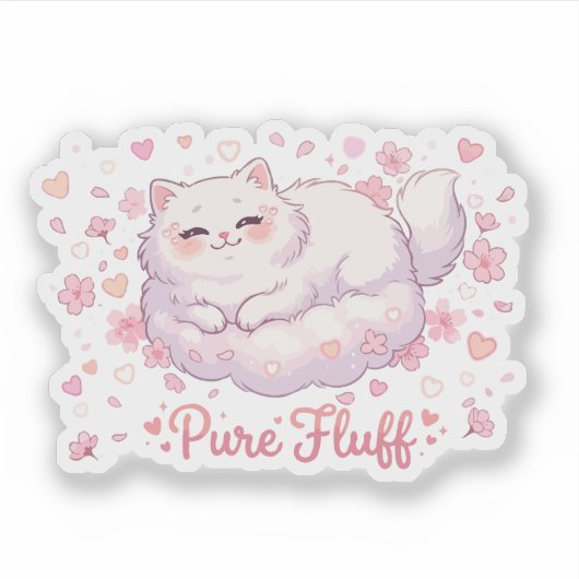 Pure Fluff Knuffel Kawaii Kat Sticker (Voorkant)