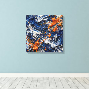 Pure Gebarst Abstract Schilderen - Klein Blauw Canvas Afdruk