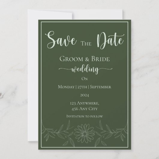Pure gelukzaligheid: Daisy Flower Wedding Save The Date (Voorkant)