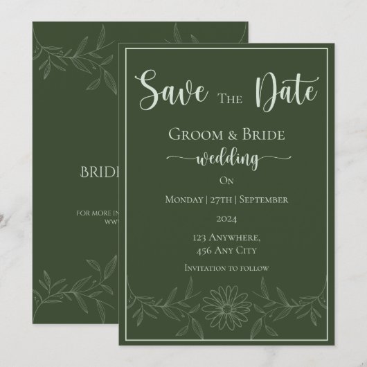 Pure gelukzaligheid: Daisy Flower Wedding Save The Save The Date (Voorkant / Achterkant)