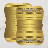 Pure Gold 50th Wedding Anniversary Feest Kaart (Voorkant / Achterkant)