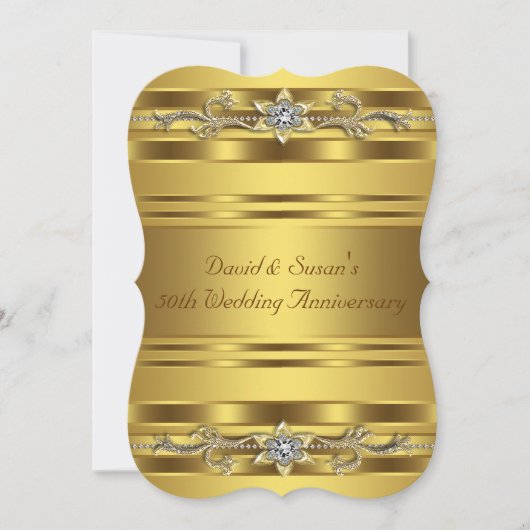 Pure Gold 50th Wedding Anniversary Feest Kaart (Voorkant)