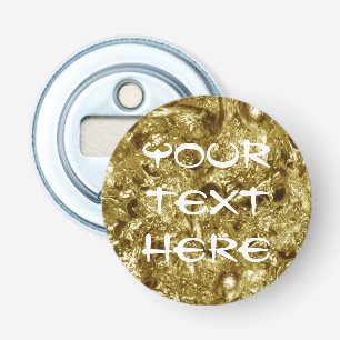 PURE GOLD Abstract Patroon + jouw tekst Button Flesopener