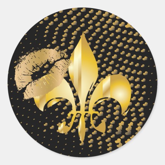 Pure Gold Fleur de Lis Ronde Sticker (Voorkant)