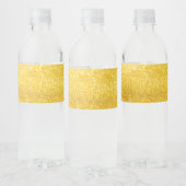PURE GOLD Glitter Patroon + jouw tekst / foto Waterfles Etiket (Flessen)