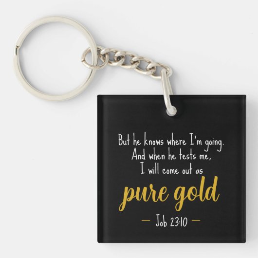 Pure Gold Job 23:10 Scripture Keychain (voorkant)