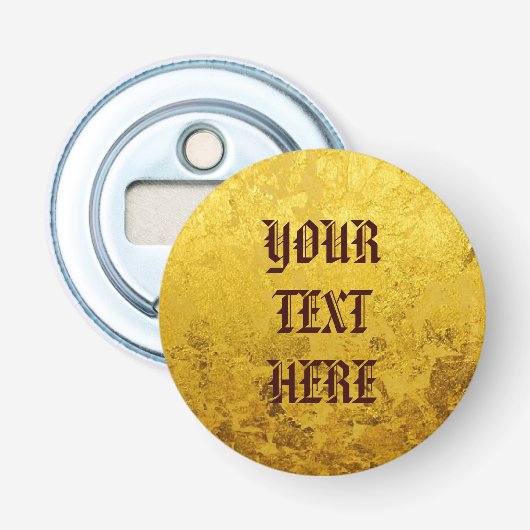 PURE GOLD LEAF Patroon + jouw tekst Button Flesopener (Voorkant)