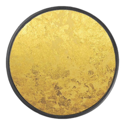 PURE GOLD LEAF Patroon + jouw tekst / foto Hockey Puck (Voorkant)