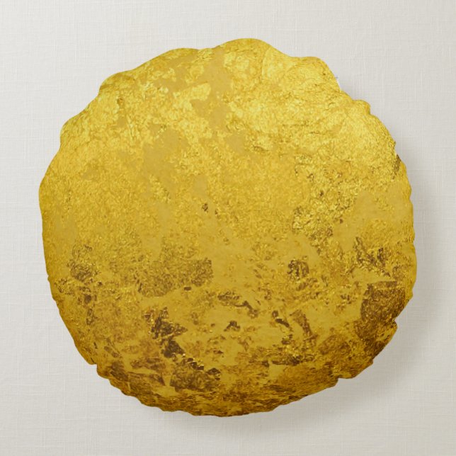 PURE GOLD LEAF Patroon + jouw tekst / foto Rond Kussen (Achterkant)