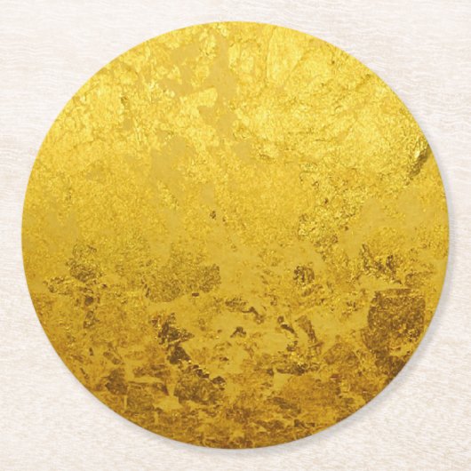 PURE GOLD LEAF Patroon + jouw tekst / foto Ronde Kartonnen Onderzetter (Voorkant)