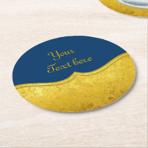 PURE GOLD LEAF-rand + jouw tekst / foto Ronde Kartonnen Onderzetter