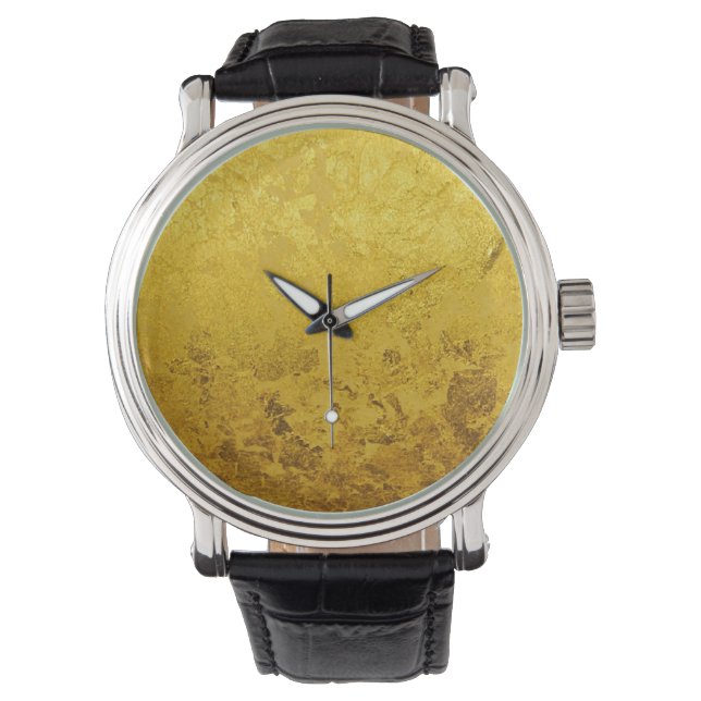 PURE GOLD-patroon / goudblad Horloge (Voorkant)