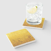 PURE GOLD-patroon / goudblad + jouw tekst / afbeel Stenen Onderzetter (Zijkant)