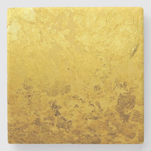 PURE GOLD-patroon / goudblad + jouw tekst / afbeel Stenen Onderzetter (Voorkant)