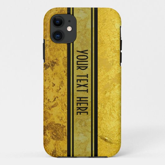 PURE GOLD-patroon / goudblad + jouw tekst Case-Mate iPhone Case (Achterkant)