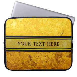 PURE GOLD-patroon / goudblad + jouw tekst Laptop Sleeve