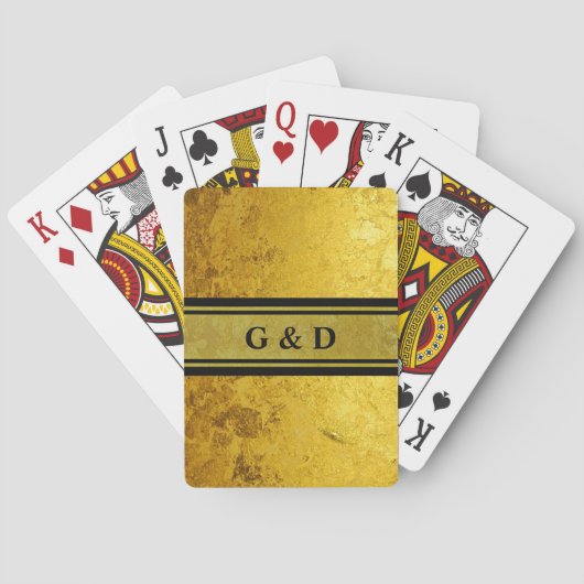 PURE GOLD-patroon / goudblad + jouw tekst Pokerkaarten (Achterkant)